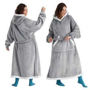 Bedsure Wearable Blanket Hoodie Women - Long Sherpa Hooded Blanket for Adult